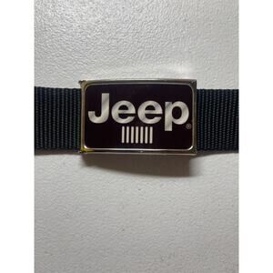 Jeep logo belt buckle attached to a black webbing belt, Unisex , 42 Inches